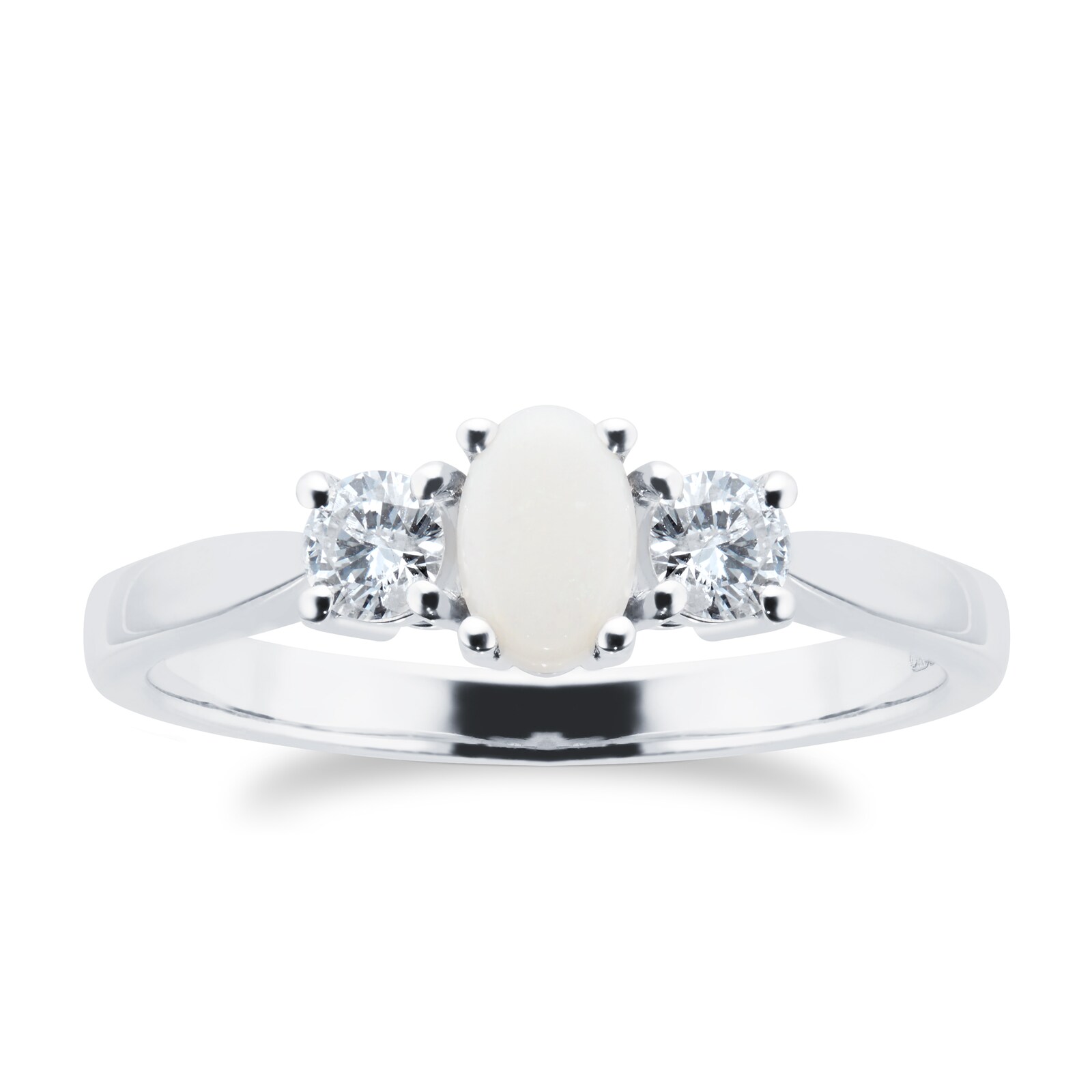 Three Stone Created Opal and Diamond Ring 1/4 Carat (ctw) in 10K White Gold  | Best Buy Canada